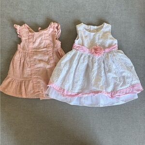 George White Embroidered Baby Dress and Pink Tahari Dress
